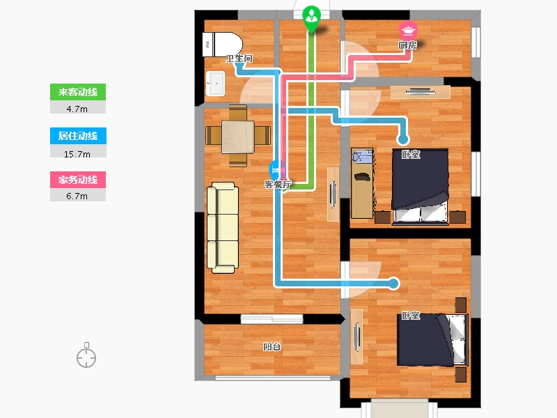 陕西省-西安市-天坛佳苑住宅-62.88-户型库-动静线