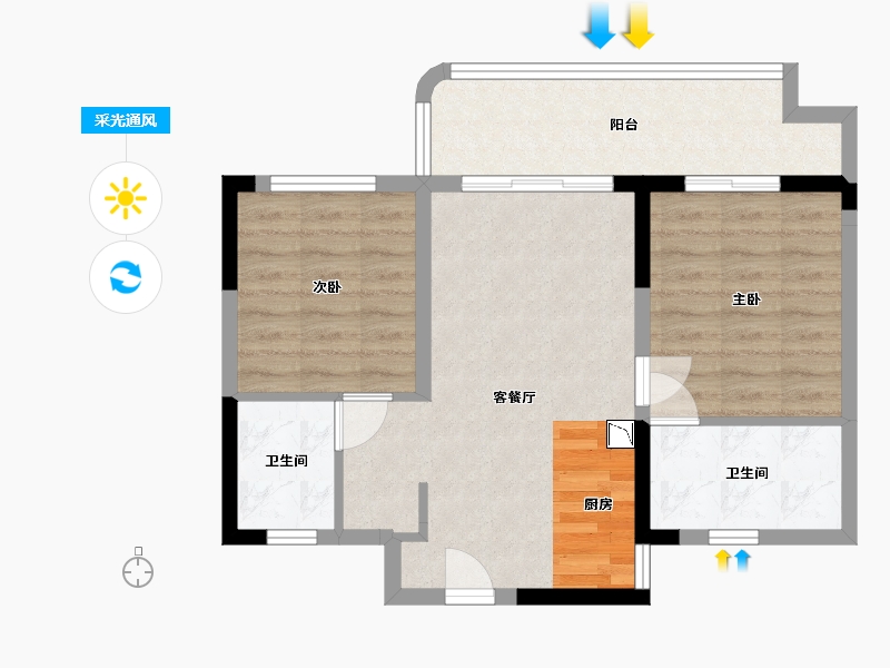 黑龙江省-哈尔滨市-融创西双版纳旅游度假区-63.61-户型库-采光通风