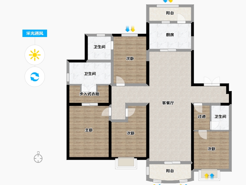 陕西省-西安市-西安星河湾-155.83-户型库-采光通风