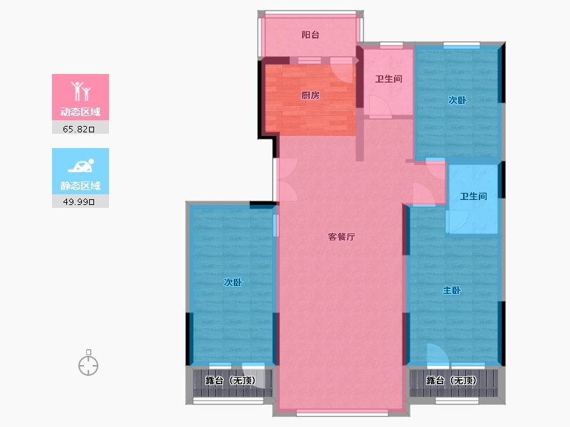 黑龙江省-哈尔滨市-金鼎华庭-110.68-户型库-动静分区