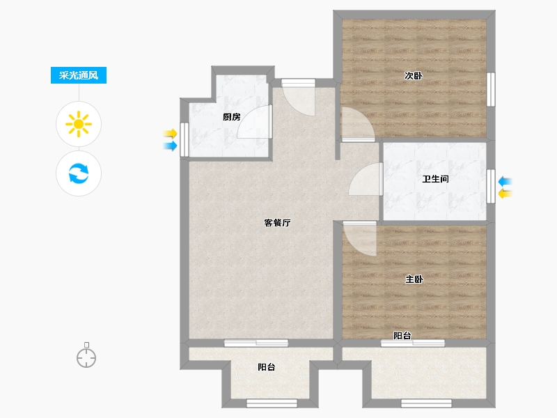 陕西省-西安市-荣民时代广场SOHO-85.01-户型库-采光通风