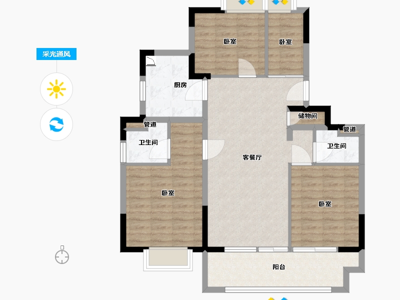 江苏省-无锡市-融创西羲里-93.27-户型库-采光通风