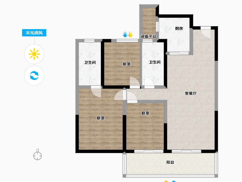 江苏省-无锡市-金科蠡湖-101.01-户型库-采光通风