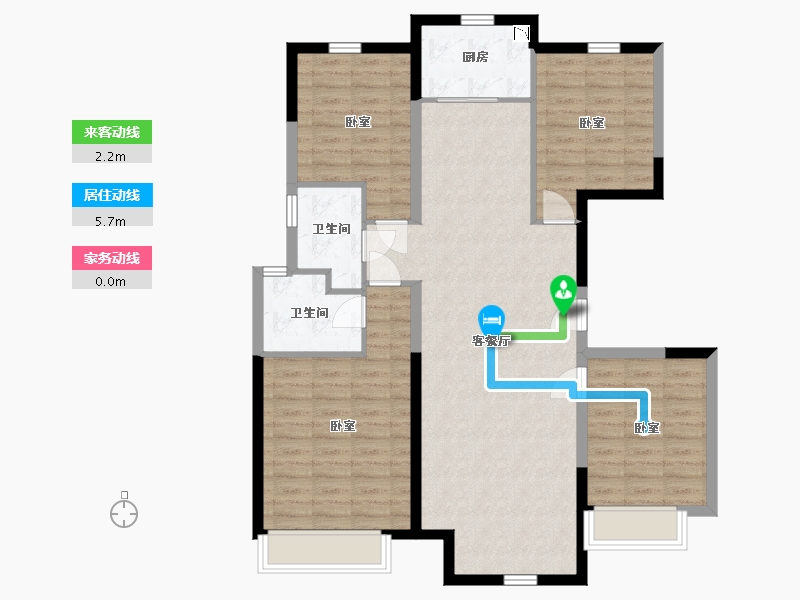 内蒙古自治区-包头市-中冶世家-104.64-户型库-动静线