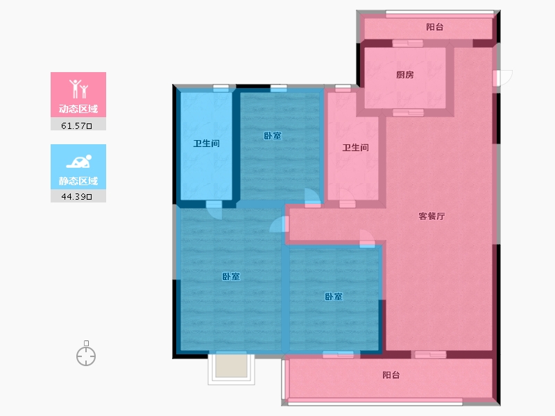 江苏省-无锡市-万科翡翠之光-91.94-户型库-动静分区