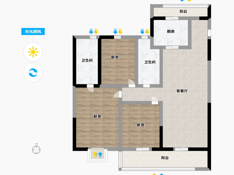 江苏省-无锡市-万科翡翠之光-91.94-户型库-采光通风