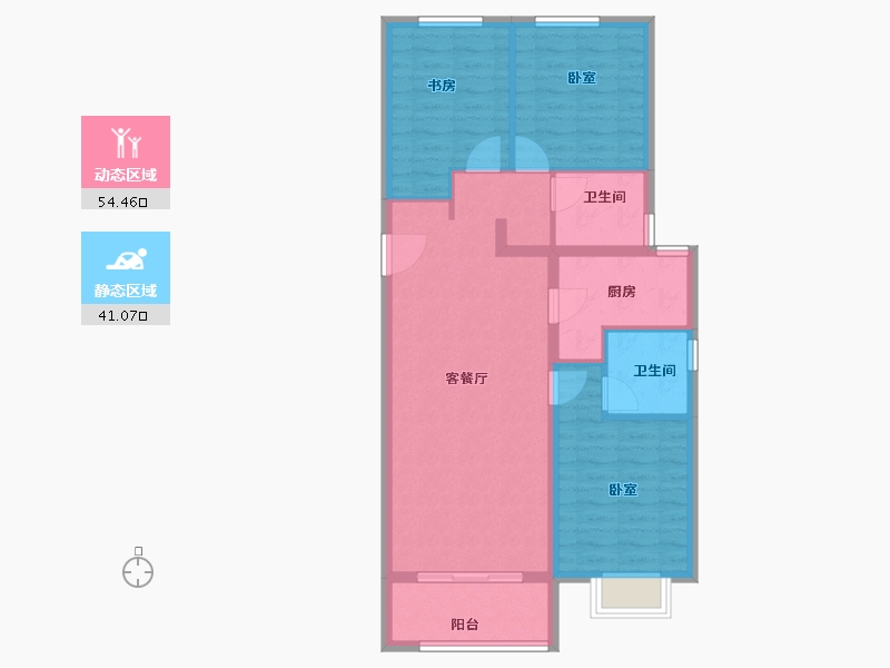 陕西省-西安市-宝鸡富力湾-86.00-户型库-动静分区