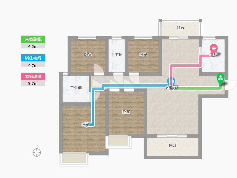 陕西省-咸阳市-伍峰骊园-91.39-户型库-动静线