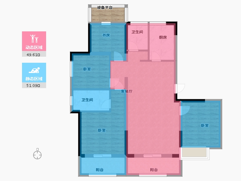 江苏省-南京市-禹洲弘阳滨湖里-92.00-户型库-动静分区