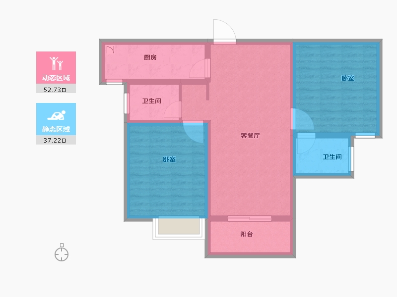 江苏省-无锡市-鸿景中央府-80.00-户型库-动静分区