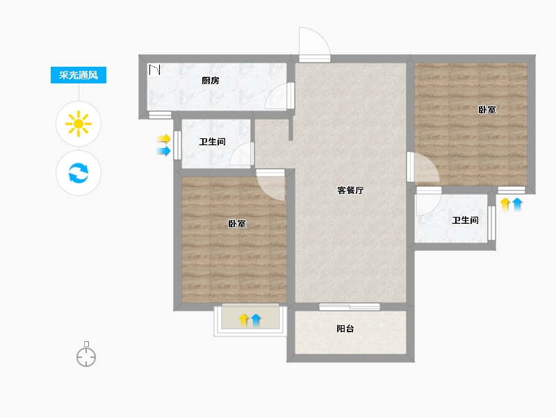 江苏省-无锡市-鸿景中央府-80.00-户型库-采光通风