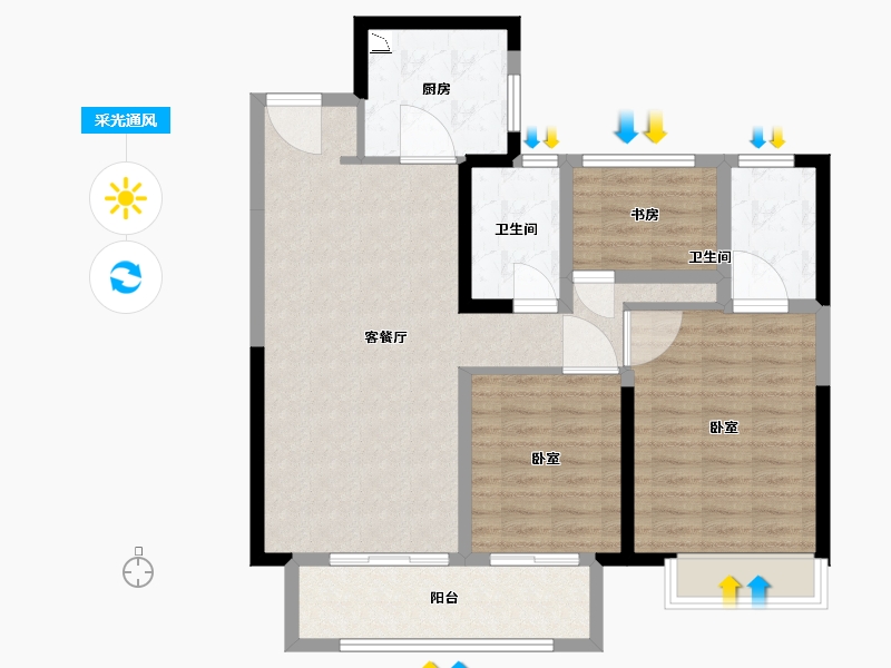 江苏省-南京市-句容吾悦广场-91.76-户型库-采光通风