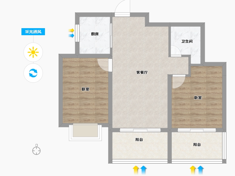 陕西省-渭南市-蒲城公园天下-65.37-户型库-采光通风