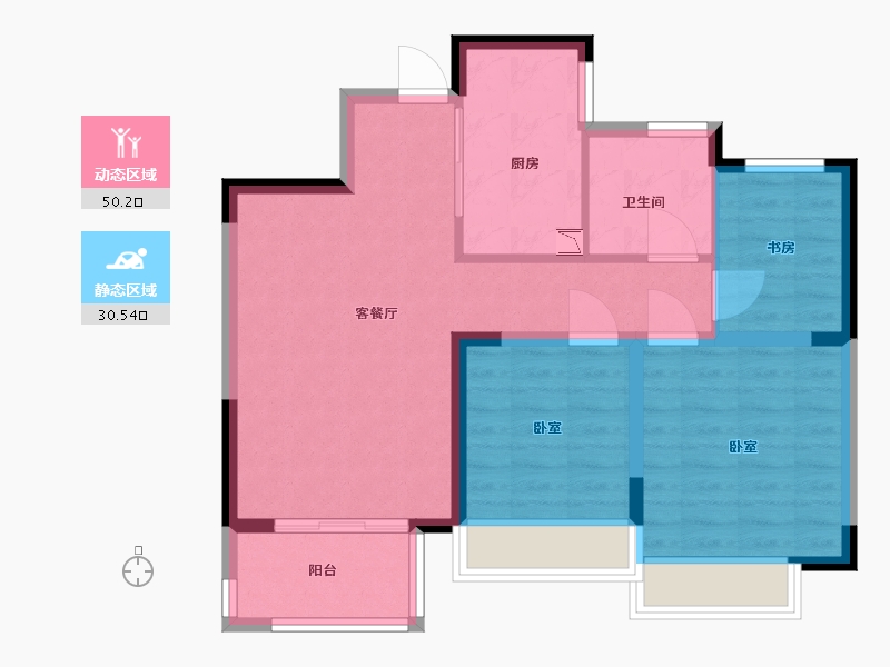 江苏省-无锡市-绿地悦澜湾-72.00-户型库-动静分区