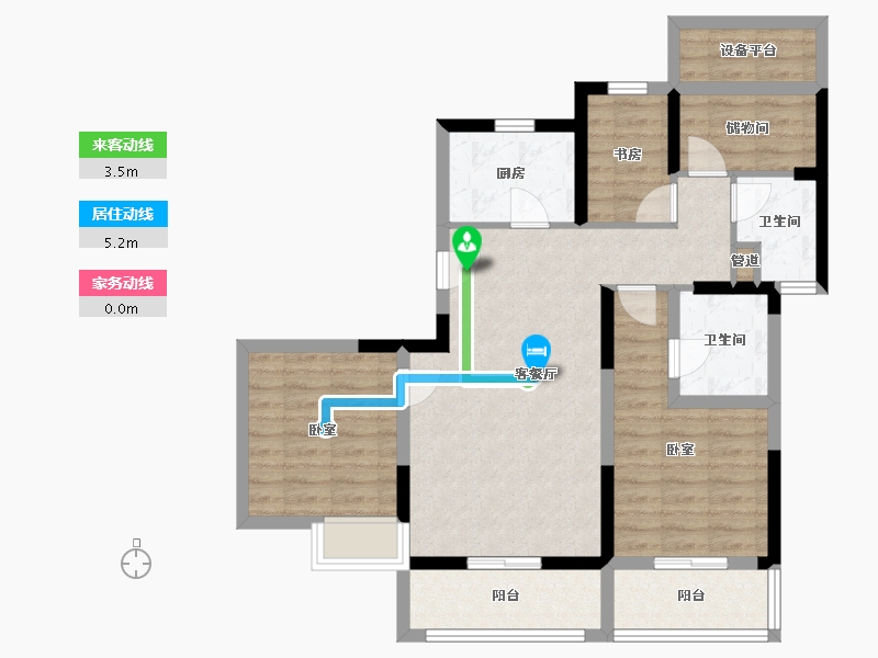 江苏省-南京市-禹洲弘阳滨湖里-84.72-户型库-动静线