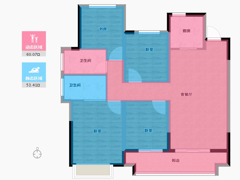 陕西省-西安市-乐华城香榭庄园-101.99-户型库-动静分区