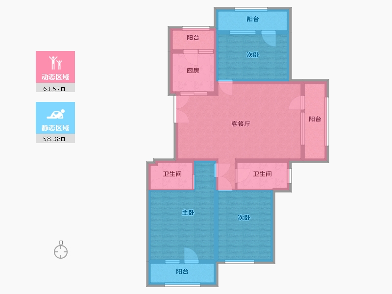 黑龙江省-哈尔滨市-伸马托斯卡纳-108.00-户型库-动静分区