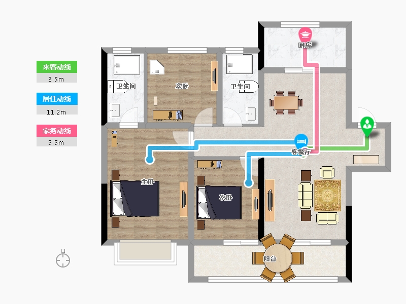 江苏省-南京市-龙湖春江悦茗-94.00-户型库-动静线