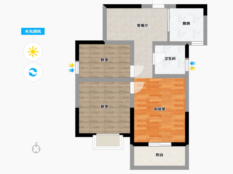 江苏省-南京市-浦泰和天下-59.32-户型库-采光通风