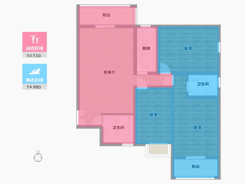 陕西省-咸阳市-京基一品二期-93.07-户型库-动静分区