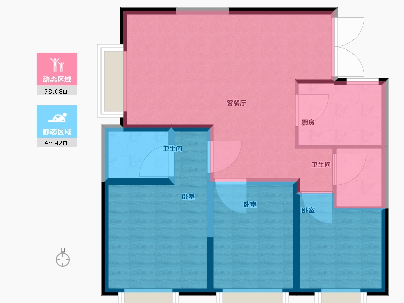 江苏省-南京市-证大阅江府-92.00-户型库-动静分区