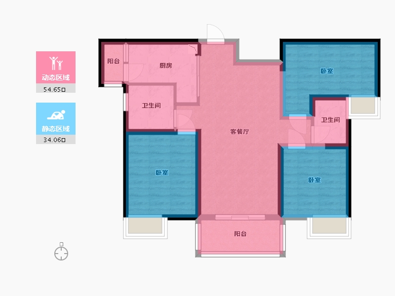 陕西省-咸阳市-伍峰骊园-78.15-户型库-动静分区