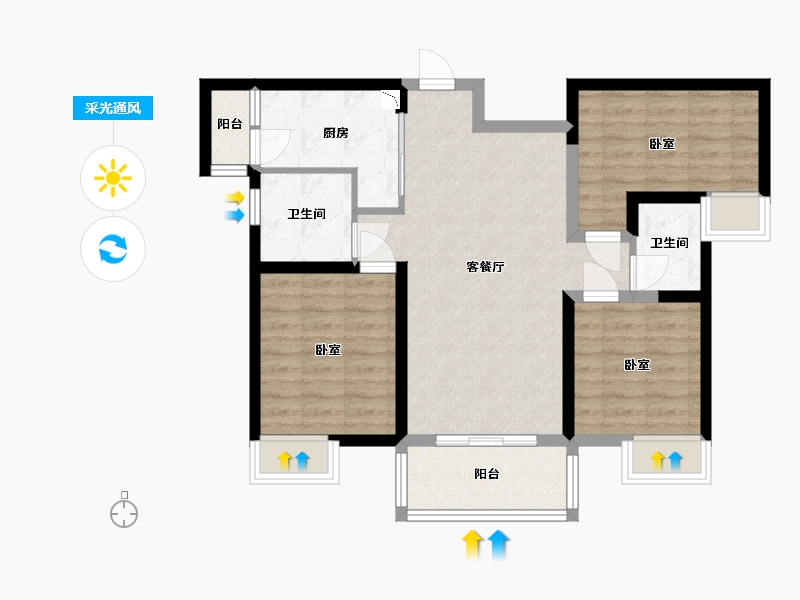 陕西省-咸阳市-伍峰骊园-78.15-户型库-采光通风