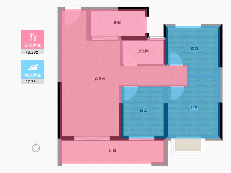 陕西省-西安市-金辉崇文府-67.13-户型库-动静分区