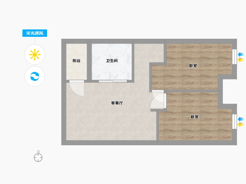 陕西省-西安市-当代上品湾·悦MOMΛ-42.23-户型库-采光通风