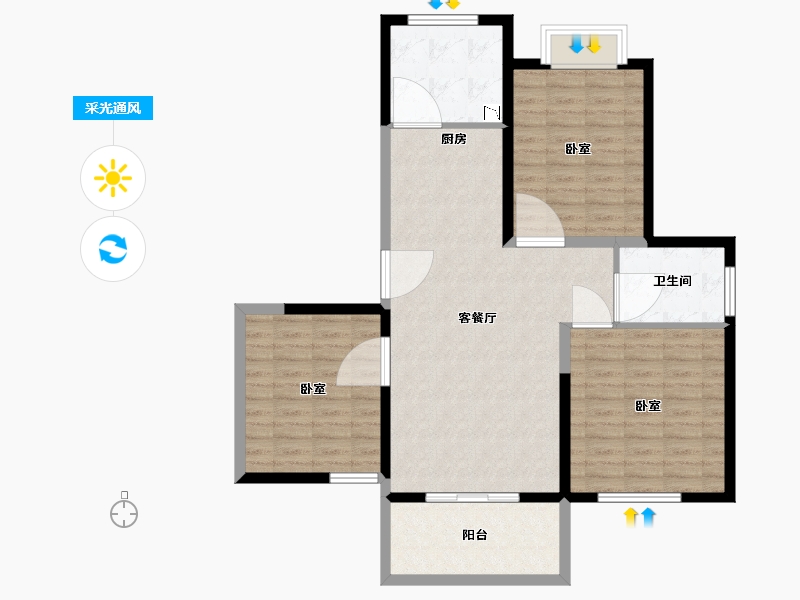 江苏省-无锡市-蔚蓝滨江-99.00-户型库-采光通风