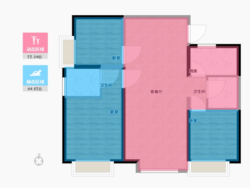 江苏省-南京市-证大阅江府-90.00-户型库-动静分区