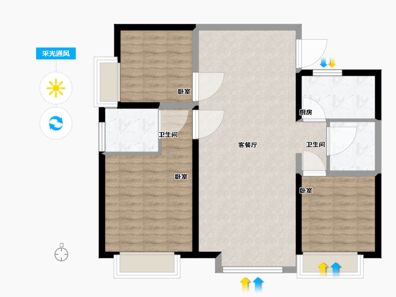 江苏省-南京市-证大阅江府-90.00-户型库-采光通风