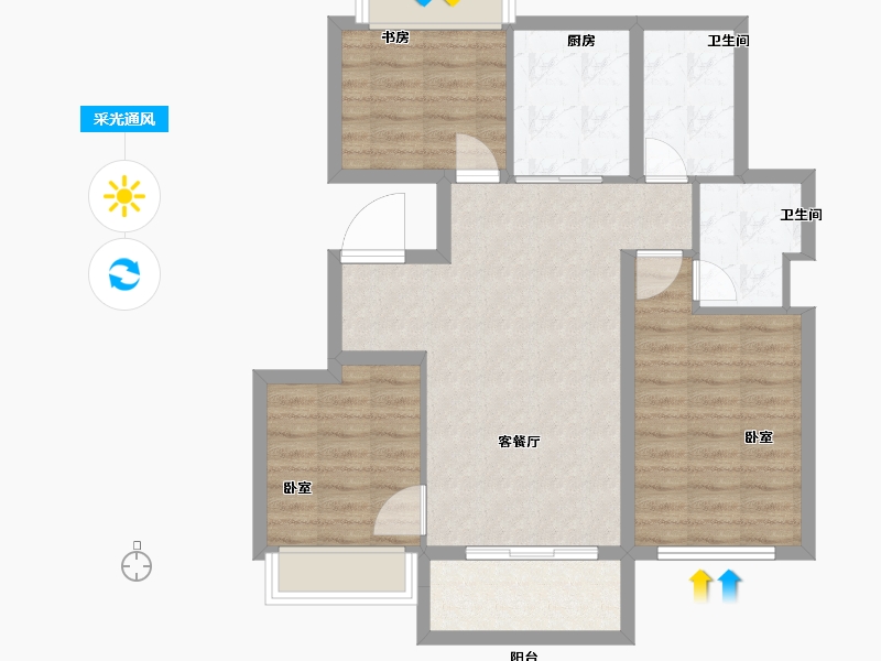 江苏省-南京市-阳光城文澜府-79.19-户型库-采光通风