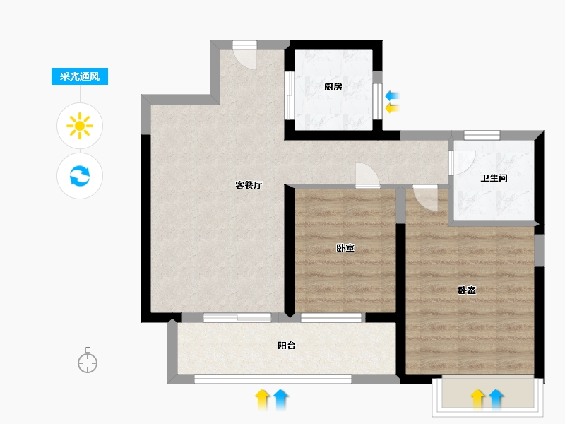 江苏省-无锡市-融创森邻森邻-63.01-户型库-采光通风