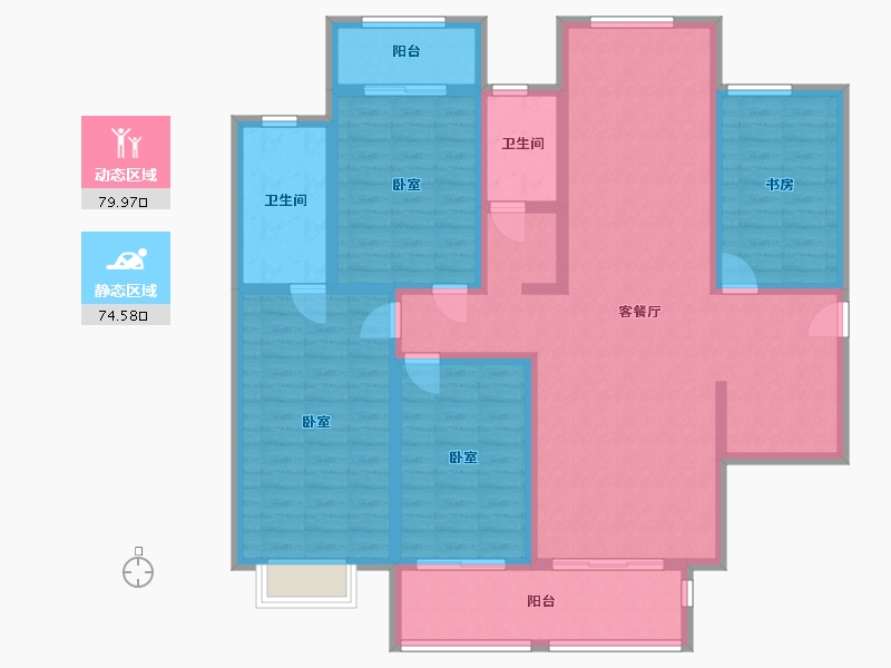 陕西省-西安市-拉克雷公馆-138.39-户型库-动静分区