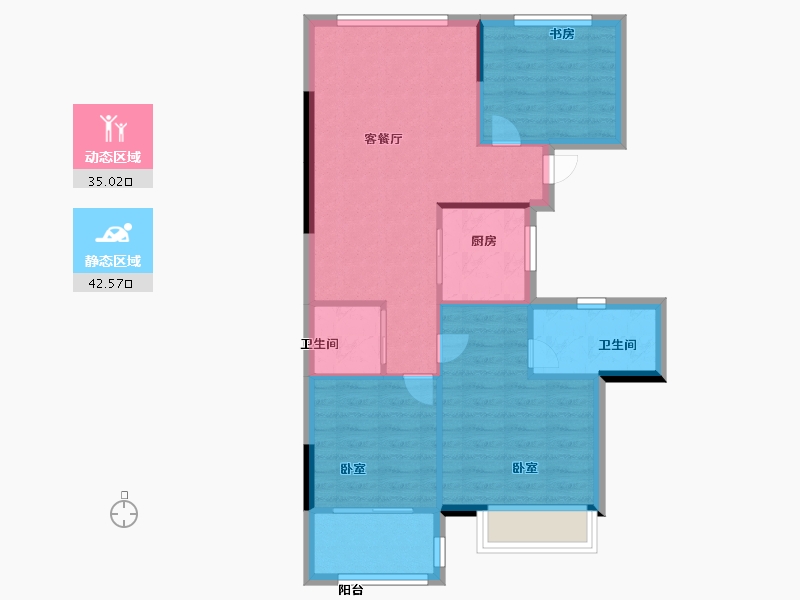 浙江省-杭州市-景瑞申花郡-70.00-户型库-动静分区