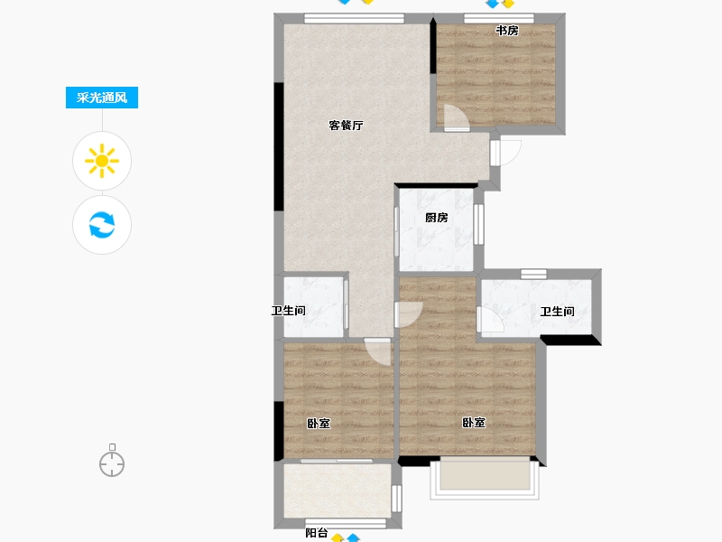 浙江省-杭州市-景瑞申花郡-70.00-户型库-采光通风