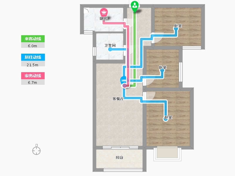 陕西省-西安市-拉克雷公馆-69.43-户型库-动静线