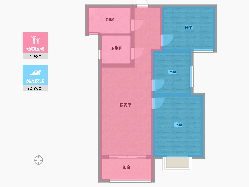 陕西省-西安市-拉克雷公馆-69.43-户型库-动静分区