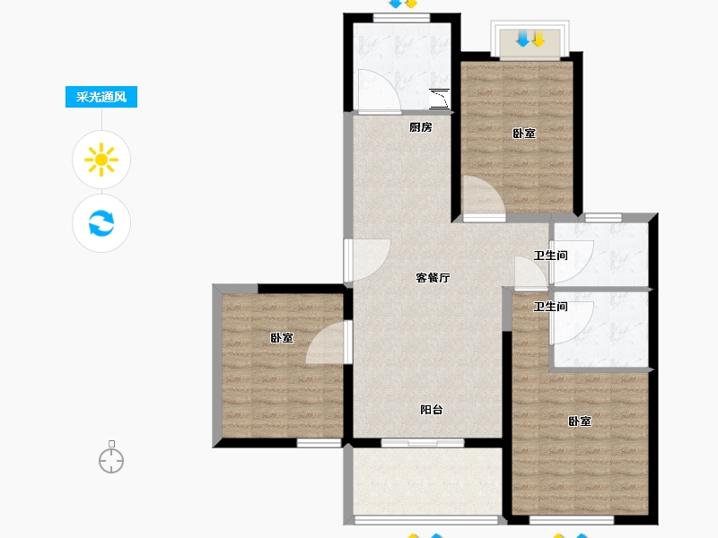 江苏省-无锡市-蔚蓝滨江-99.00-户型库-采光通风