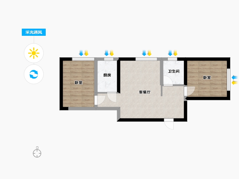 陕西省-西安市-拉克雷公馆-53.21-户型库-采光通风