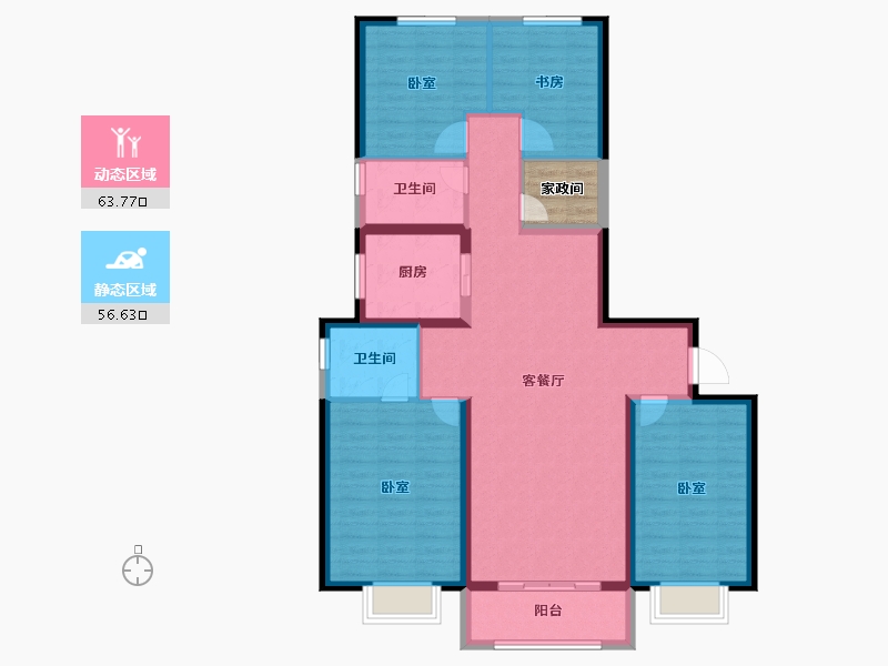 陕西省-西安市-宝鸡富力湾-111.50-户型库-动静分区