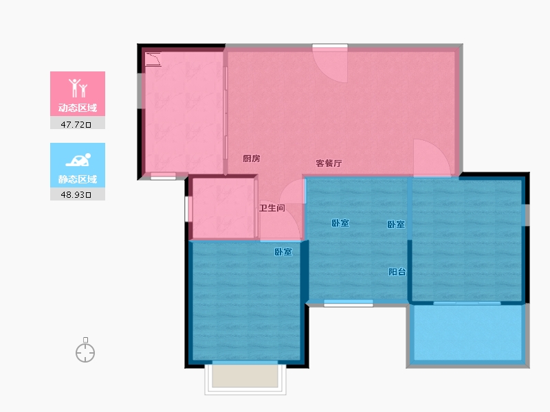 江苏省-无锡市-蔚蓝滨江-88.76-户型库-动静分区