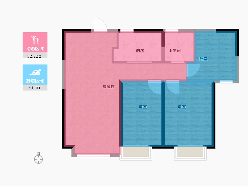 江苏省-南京市-证大阅江府-84.01-户型库-动静分区