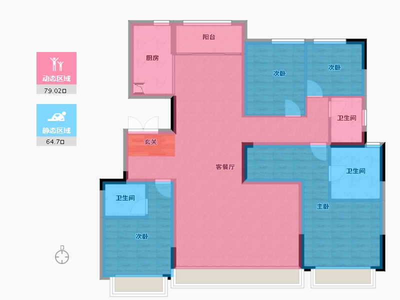 陕西省-西安市-紫薇·华发CID中央首府-129.26-户型库-动静分区