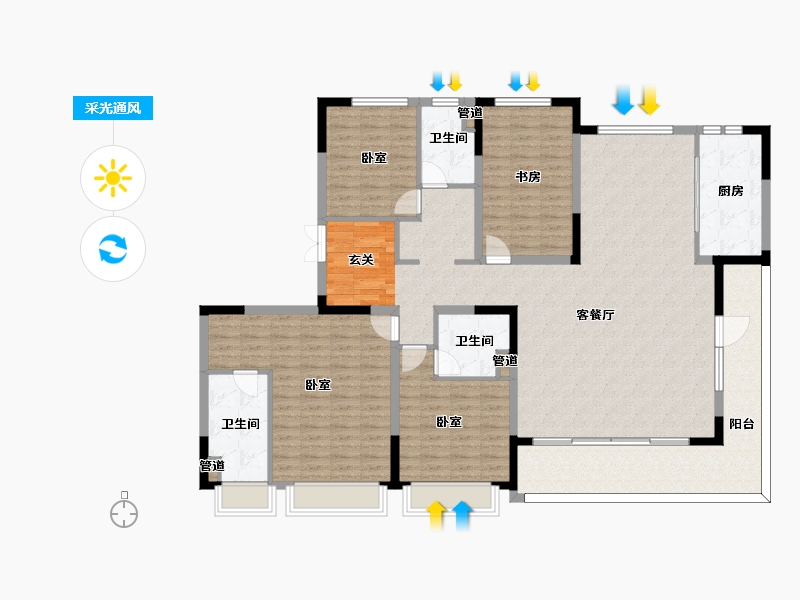 陕西省-西安市-星皓锦樾-171.46-户型库-采光通风