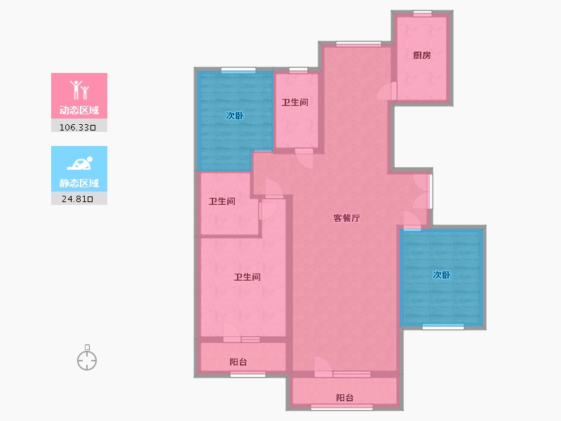 黑龙江省-哈尔滨市-伸马托斯卡纳-117.60-户型库-动静分区