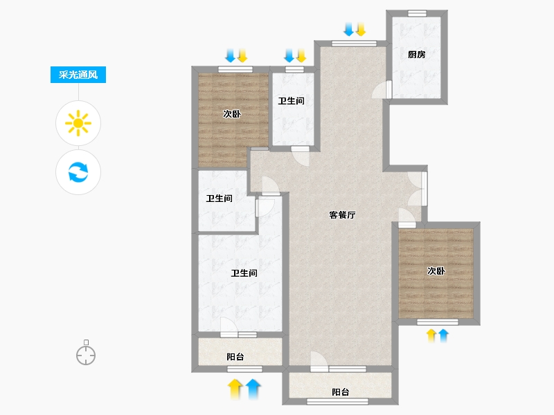 黑龙江省-哈尔滨市-伸马托斯卡纳-117.60-户型库-采光通风