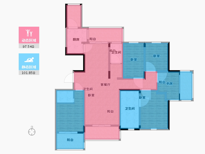 浙江省-杭州市-康恒悦麒美寓-178.00-户型库-动静分区