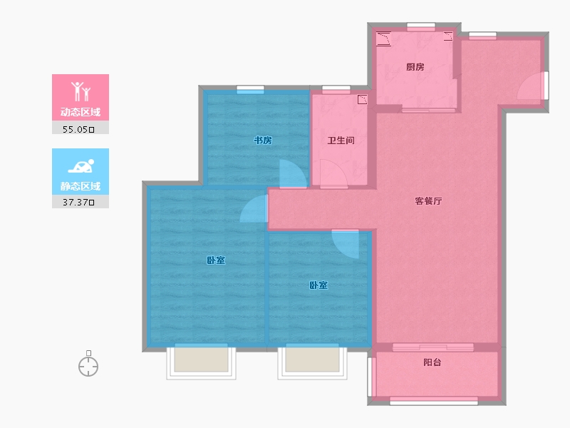 江苏省-南京市-东城金茂悦Ⅱ期-83.00-户型库-动静分区